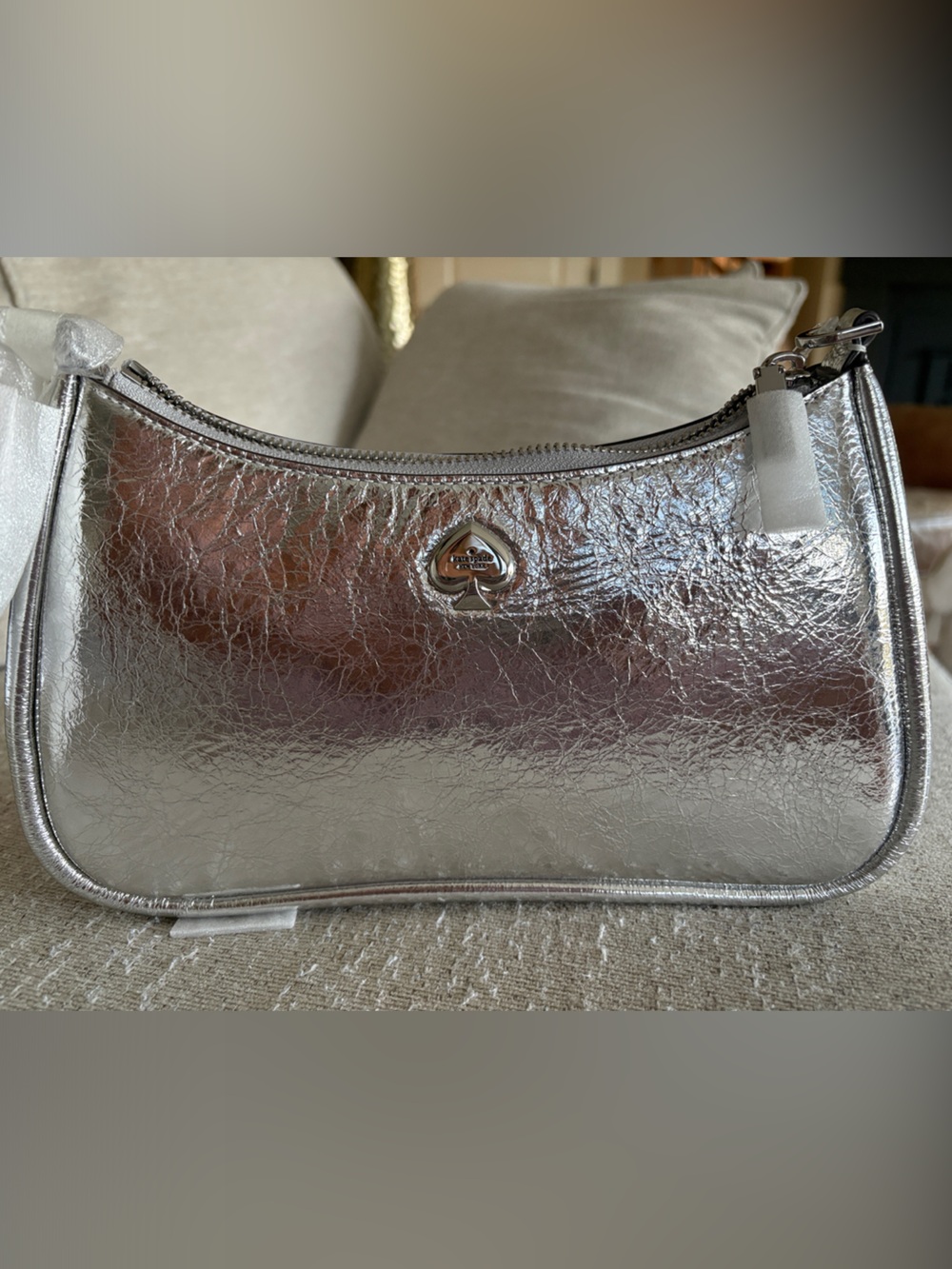 Kate Spade Metallic Silver Crinkle Kayla